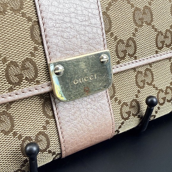 Gucci Ladies Bar Continental Wallet GG Supreme Rose Gold Leather WOC Chain Box - Picture 3 of 16